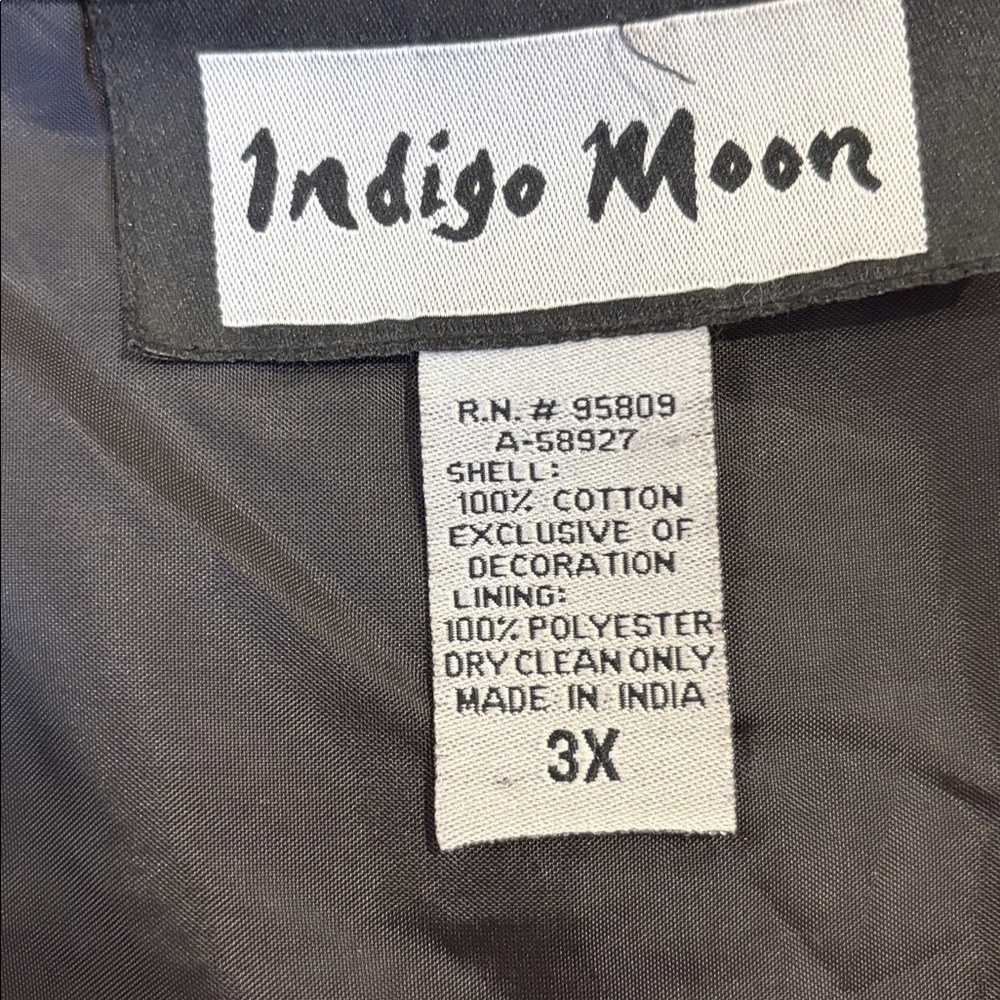 90s INDIGO MOON COTTON RED & BLK FUNKY BOHO BEAD & YARN EMBELLISHED BLAZER SZ 3X - Picture 8 of 8